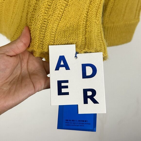 Ader Error Unisex Alpaca Heavy Knit Sweater Jumper Sz A2 2022 Fall Winter Yellow - Picture 7 of 15